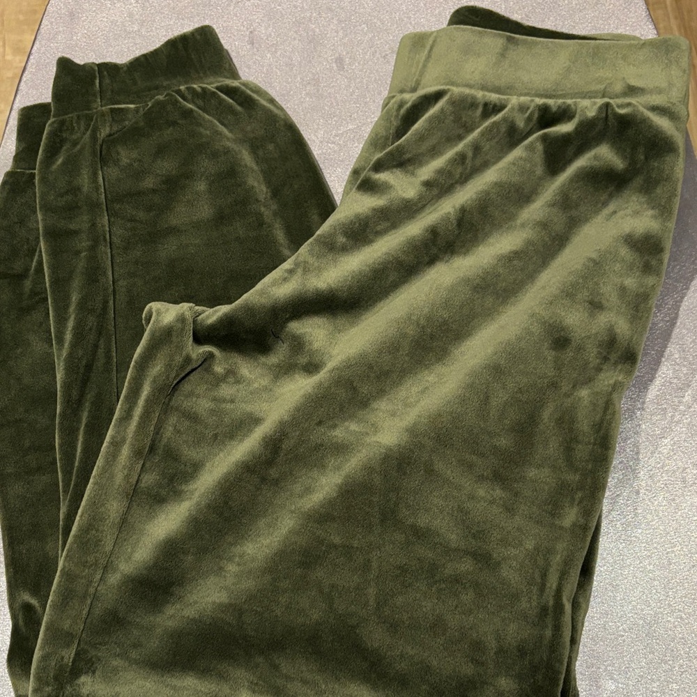 Olive Green Velour Tracksuit - Picture 2 of 5